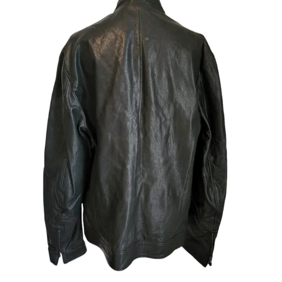EUC Barney's COOP Lambskin Leather Mock Neck Zip Cuff Jacket